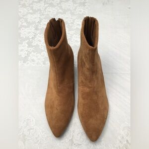 CLARKS Tan Slip-On Ankle Booties with Medium Heel